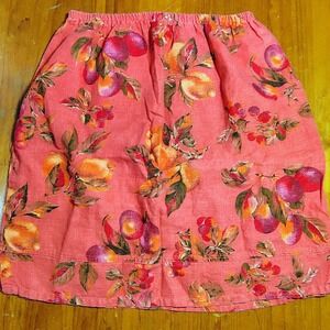 TOM TOM Berkeley CA Women's 100% Linen Fruit Print A-Line Skirt vintage school